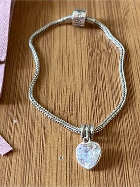 Rhona Sutton 925 Sterling Silver Bracelet with crystal Heart Charm